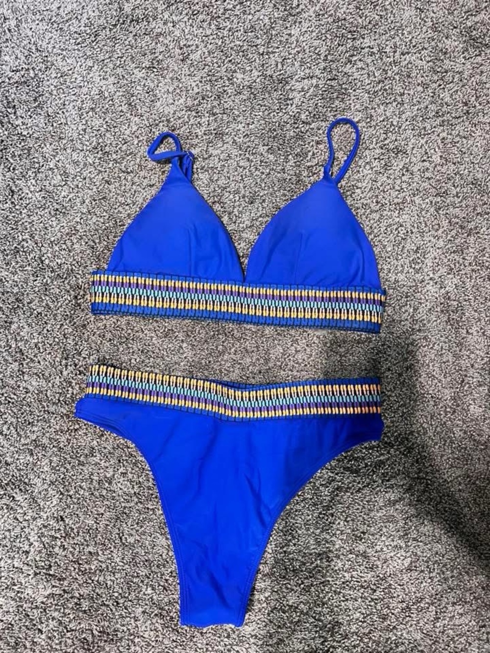 SHEIN Royal Blue Two-Piece Bikini with Beaded Waistband